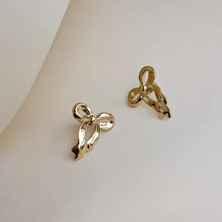 Gold Plated Gilded Grace Bow Earrings For Girls & Women (Anti-Tarnish) Secondary image