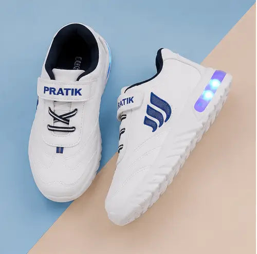 Kids LED Light Shoes – Lightweight Velcro Sports Shoes with Color-Changing Lights for Boys