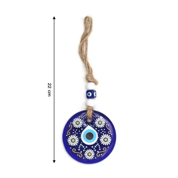 Decorative Evil Eye Wall Hanging Nazar Protector Charm with Beads Blue Glass Design for Home, Office, Car & Entrance Vastu Feng Shui Decorative Ornament