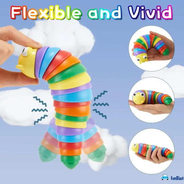 Colorful Finger Slug Toy – Multicolor Stretchable Caterpillar Fidget Toy for Kids
