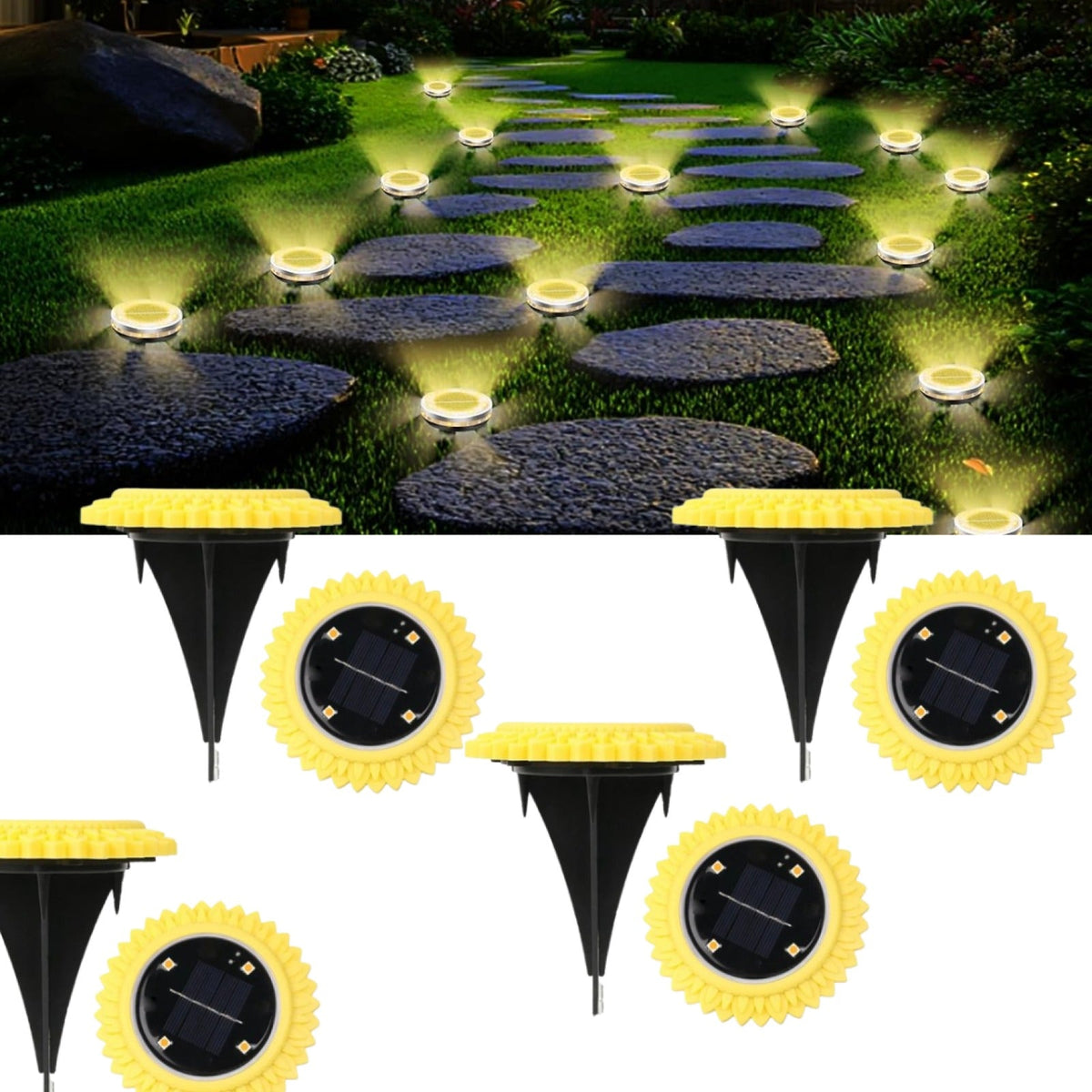 4-pack outdoor solar ground lights for garden pathways Main image