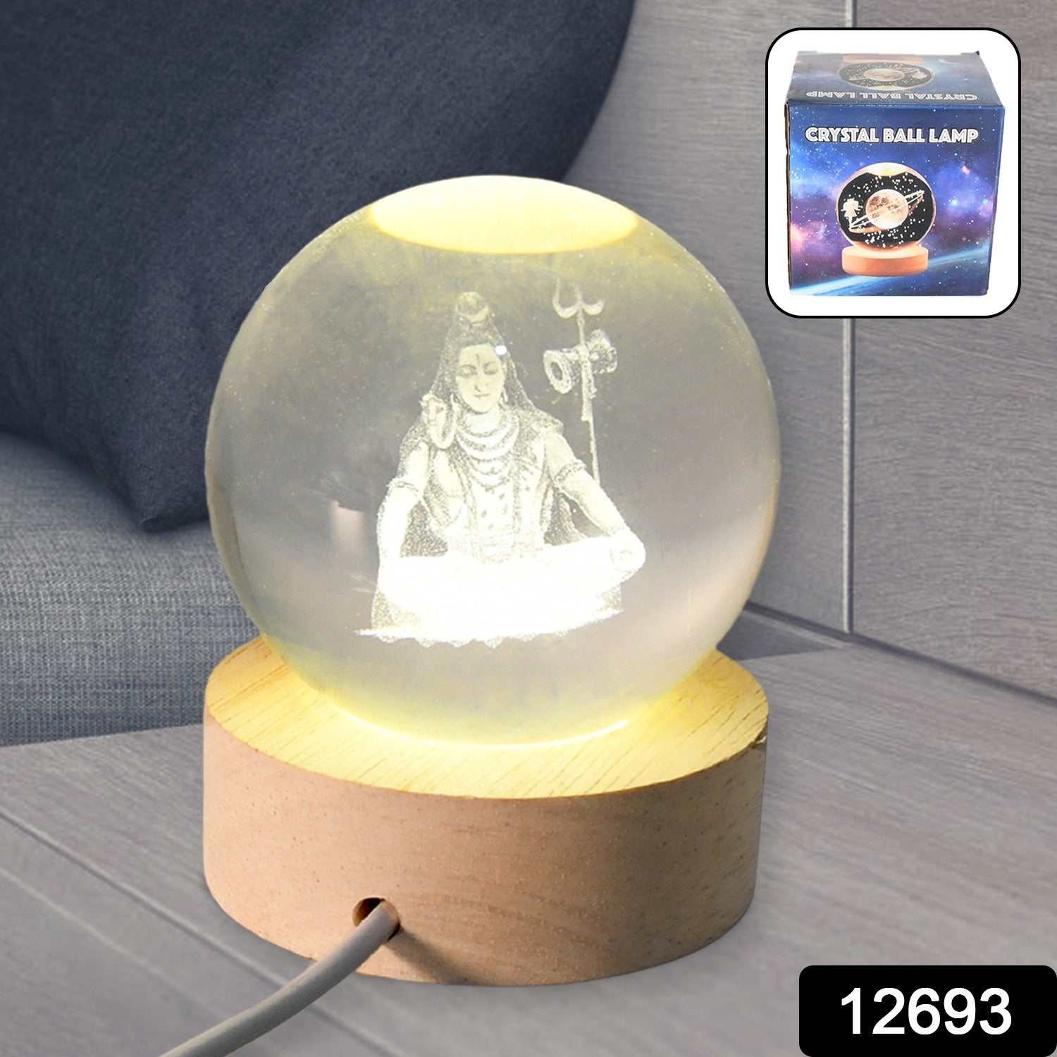 3D Crystal Ball Lamp – Unique Home Decor Night Light | Secondary image