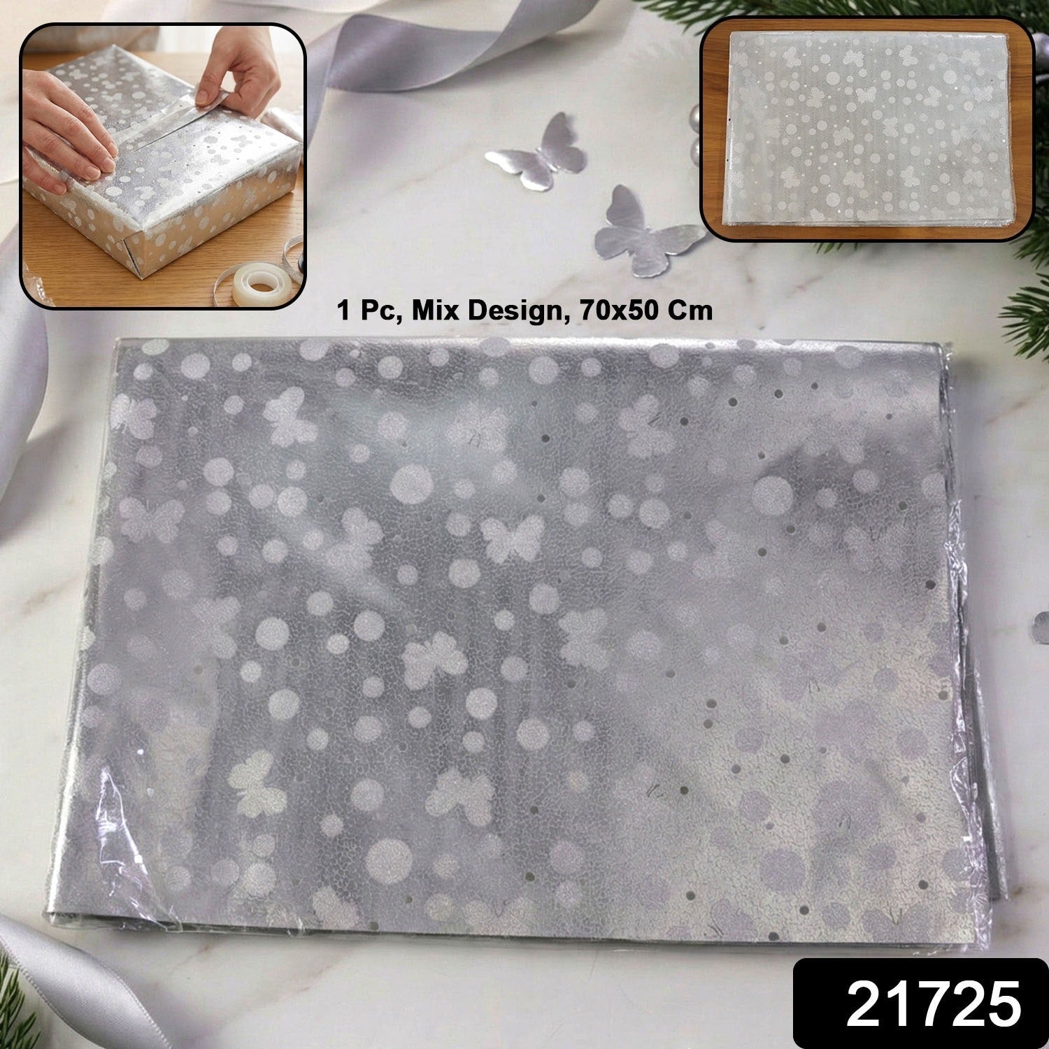 Butterfly Gift Wrapping Paper – Elegant 70×50 CM Sheet Secondary image