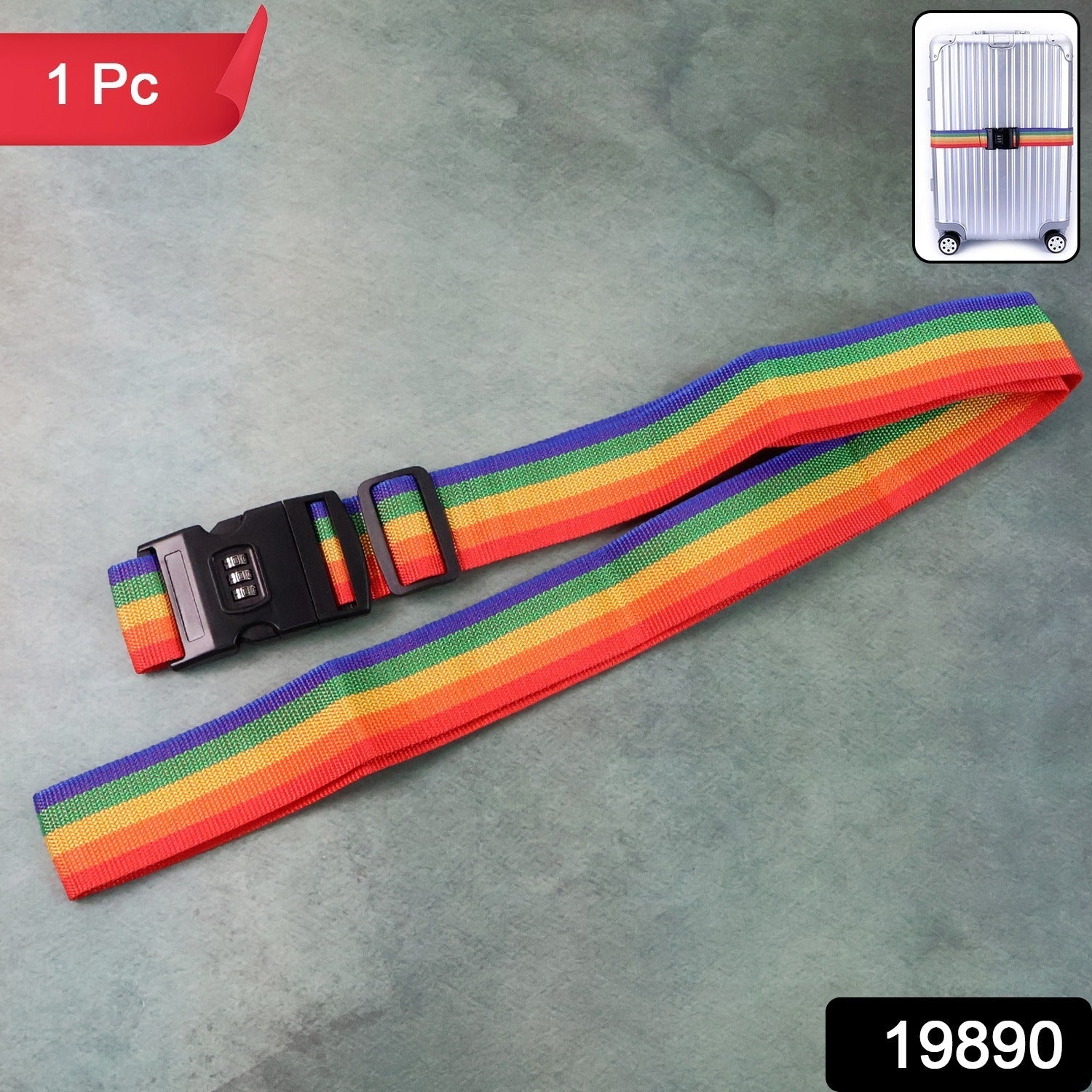 Rainbow Luggage Strap – Secure & Identify Your Bags with Lock Secondary image