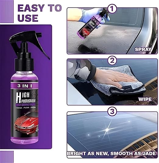 3 in 1 High Protection Quick Car Ceramic Coating Spray - Car Wax Polish Spray (Pack of 1) Secondary image