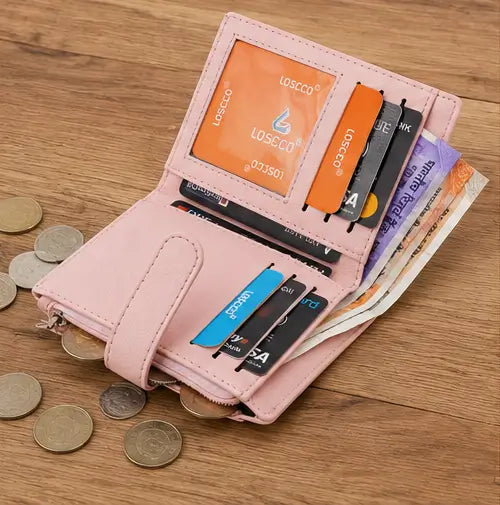 Small Women’s PU Leather Wallet – Multi-Compartment Zipper Wallet, Credit Card Holder & Coin Purse