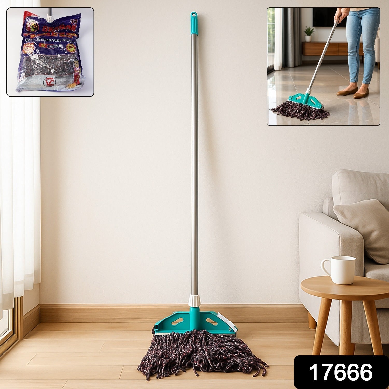 Cotton Yarn Floor Mop – Super Absorbent with Long Handle Secondary image