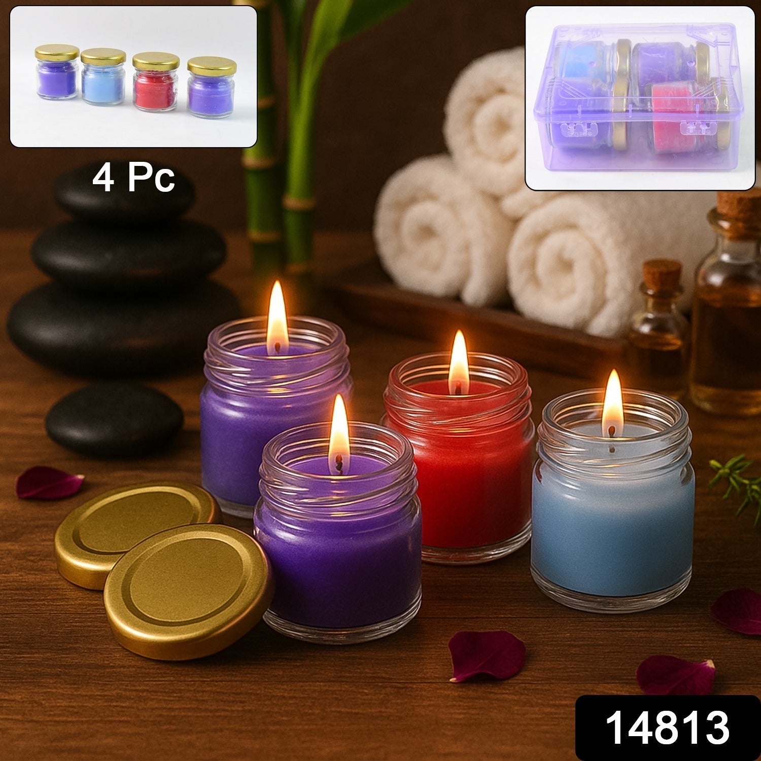 Wax Candle Set in Glass Jars – Elegant Flameless Home Decor Secondary image
