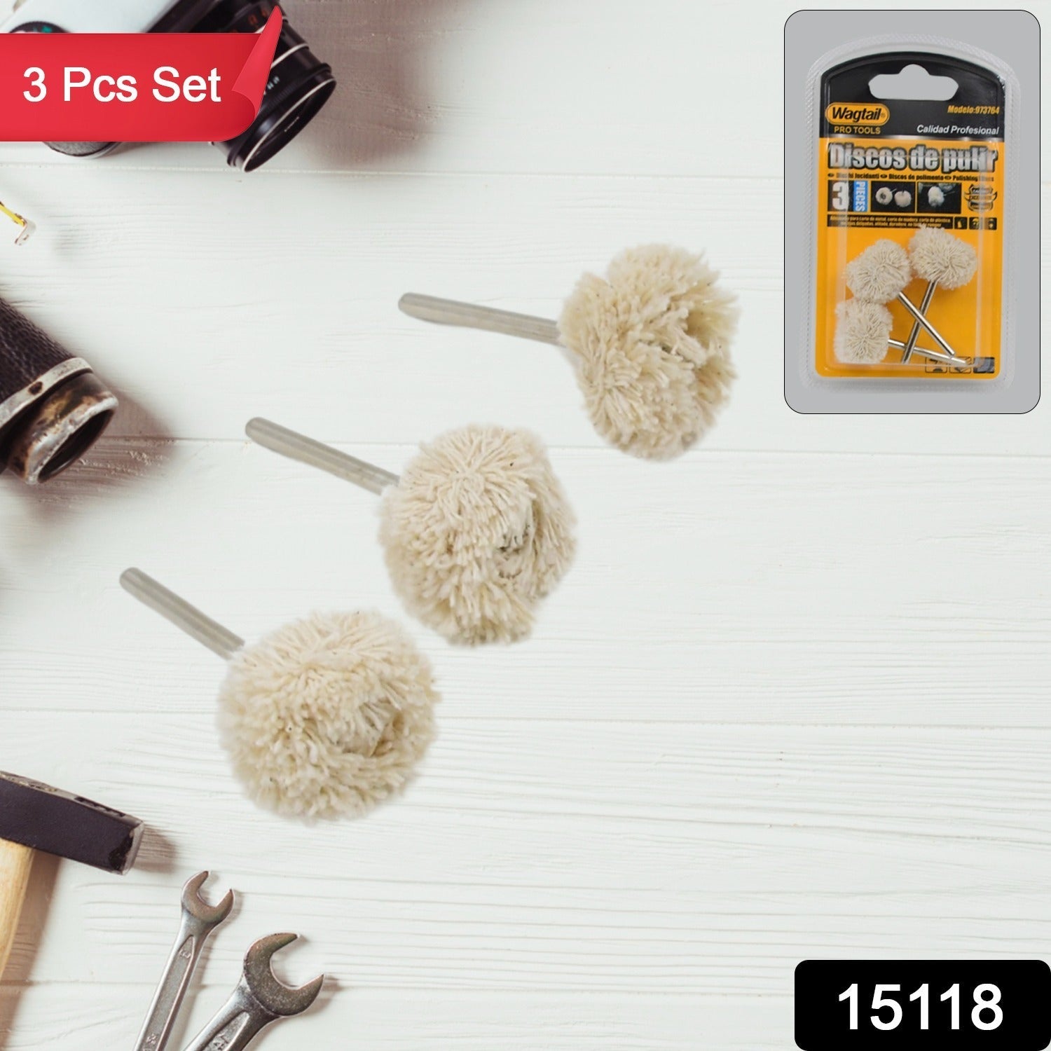 Cotton Polishing Wheels – Dremel Buffing Set 3 Pc | ToolMate Pro Secondary image