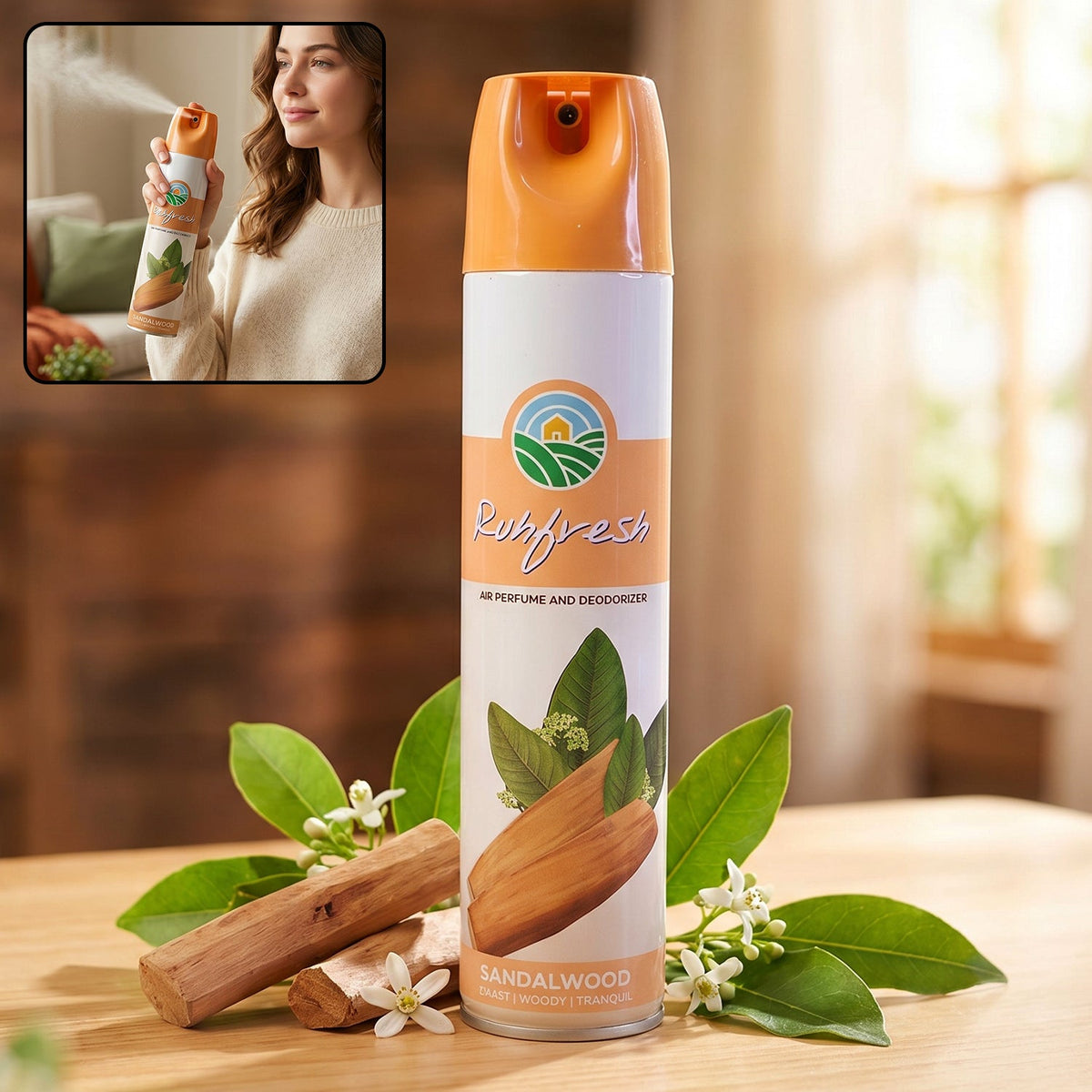 220 ML sandalwood air freshener spray bottle with fragrance Main image