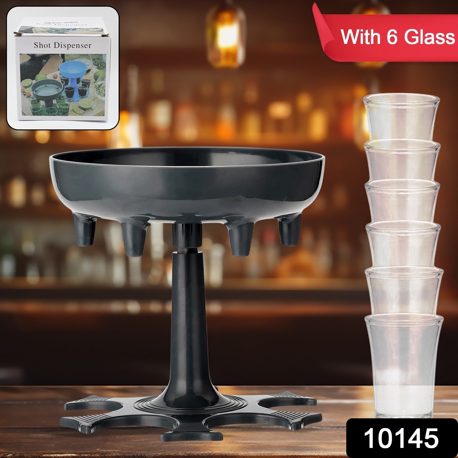 Shot Glass Dispenser – 6-Shot Party Set with Tray & Glasses | Siplix Secondary image