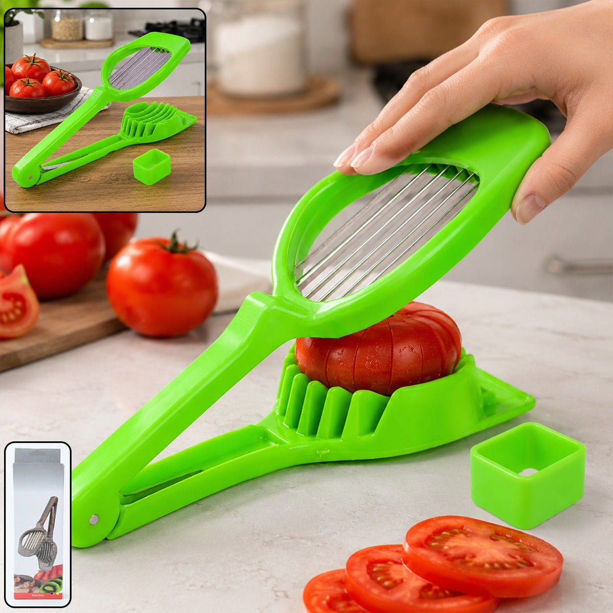 Tomato and Strawberry Slicer, 7 Steel Blade Fruit and Vegetable Cutter (1 Pc) Main image