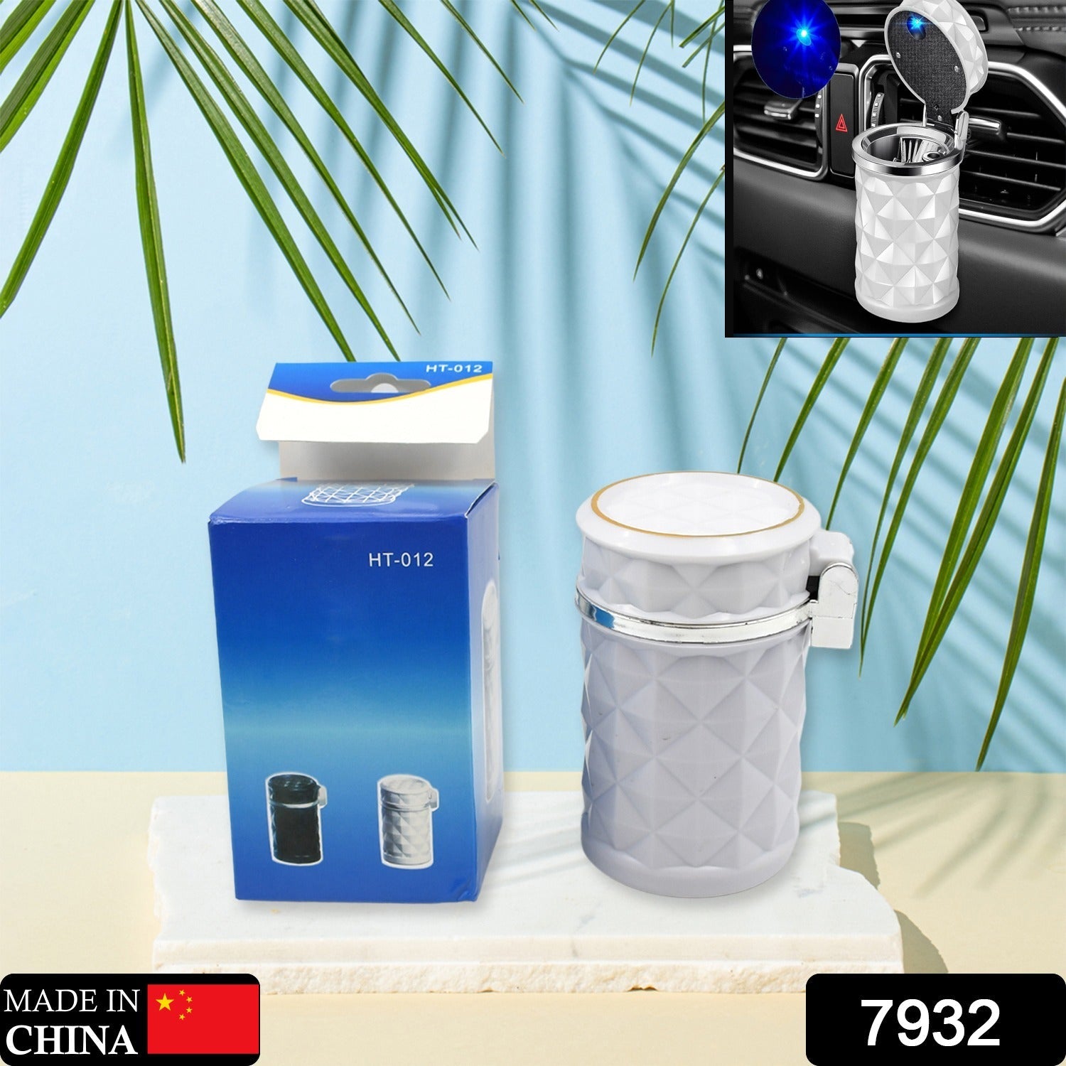 Car Cupholder Ashtray – LED Light, Lid & Portable Bin | Velvet Wheels Secondary image