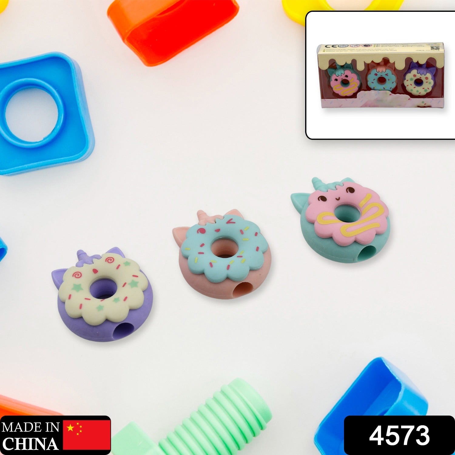 Donut Erasers – Non-Toxic 3pc Set for Kids | JubileeJoy Secondary image