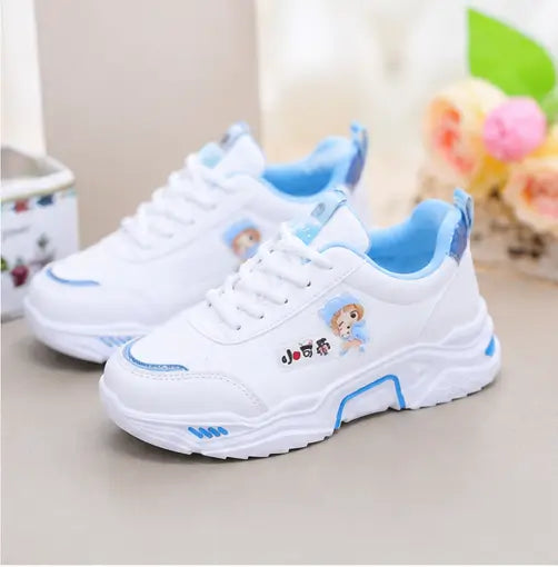 Stylish Printed Casual Shoes for Girls – Lace-Up Synthetic Shoes with Comfortable Rubber Sole