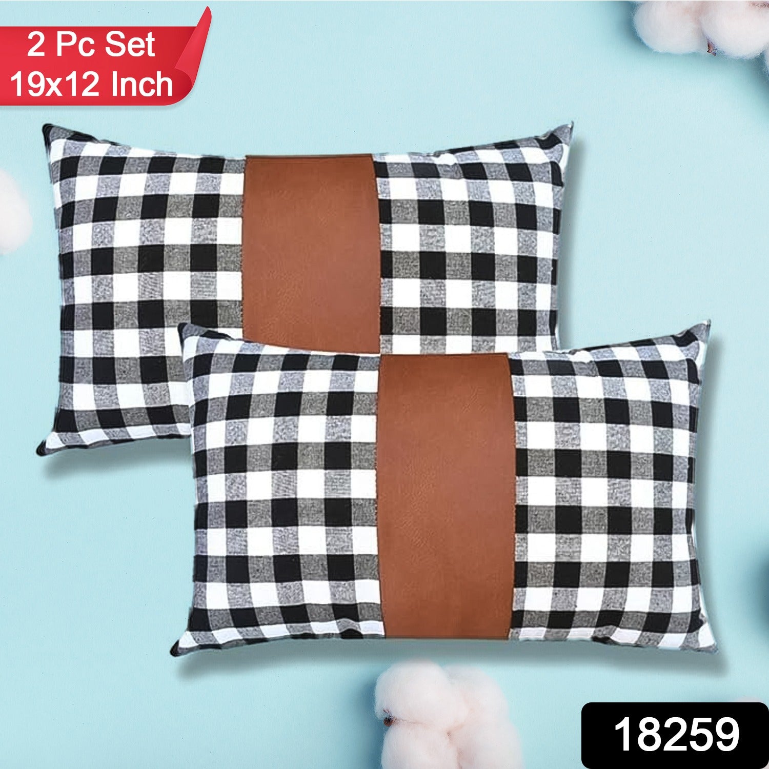 Pillow Covers – Leather & Cotton, 19x12 Inch (2 Pc) | Styleva Secondary image