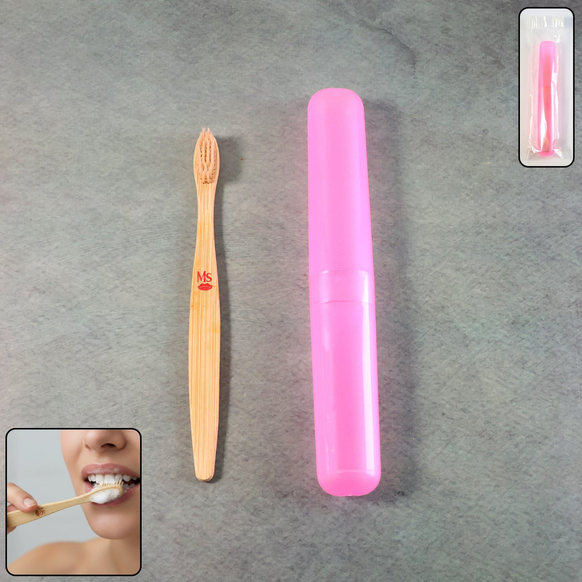 Front view of the 2-in-1 Toothbrush with soft bristles and protective cover. Main image