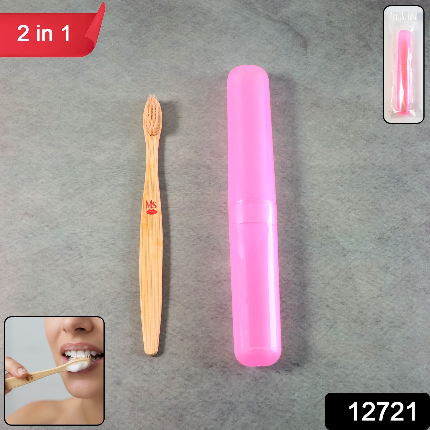 2-in-1 Toothbrush – Soft Bristles, Tongue Cleaner for Oral Care | BrushedUp Secondary image