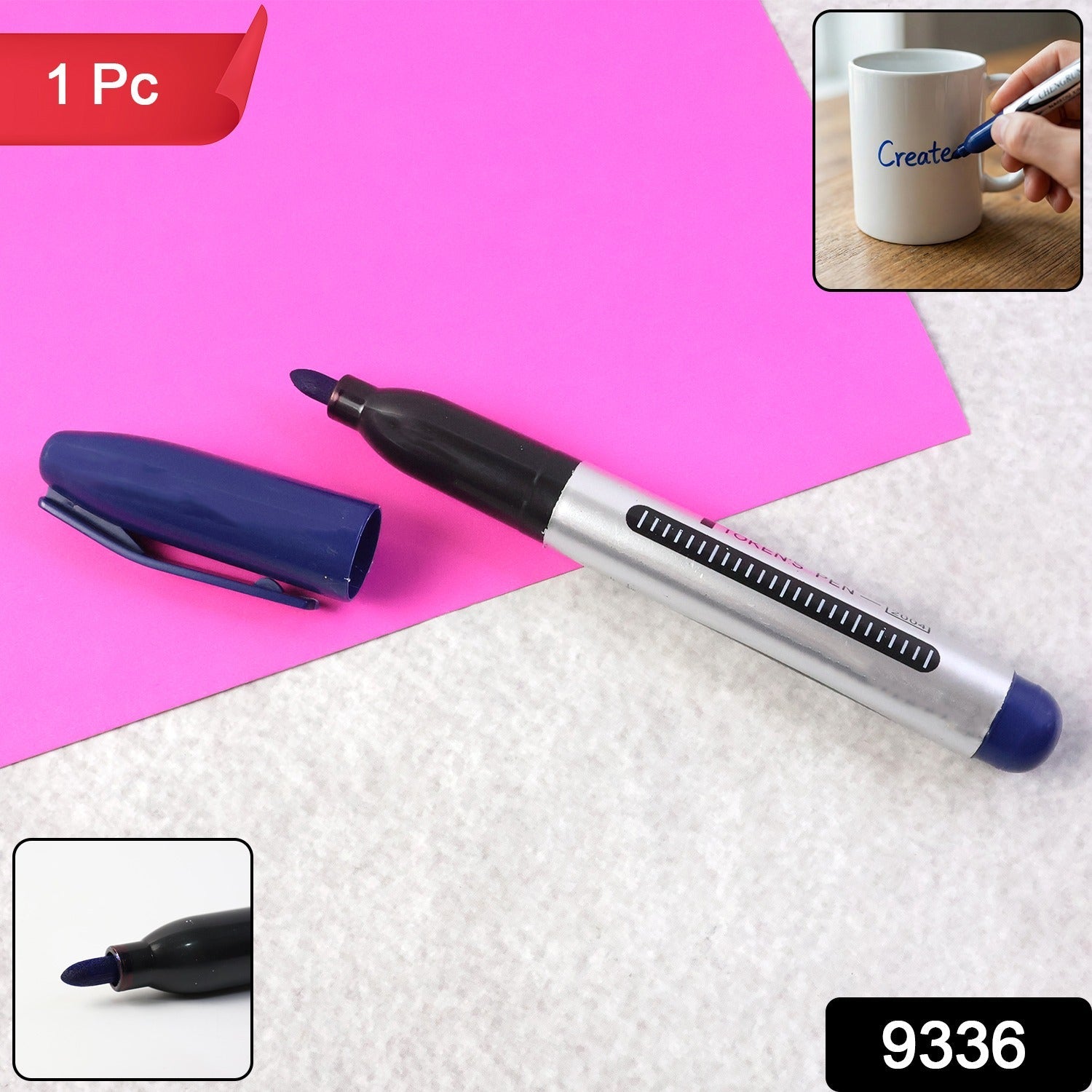 Permanent Marker Pen – Bold Blue Ink with Quick-Dry Formula Secondary image