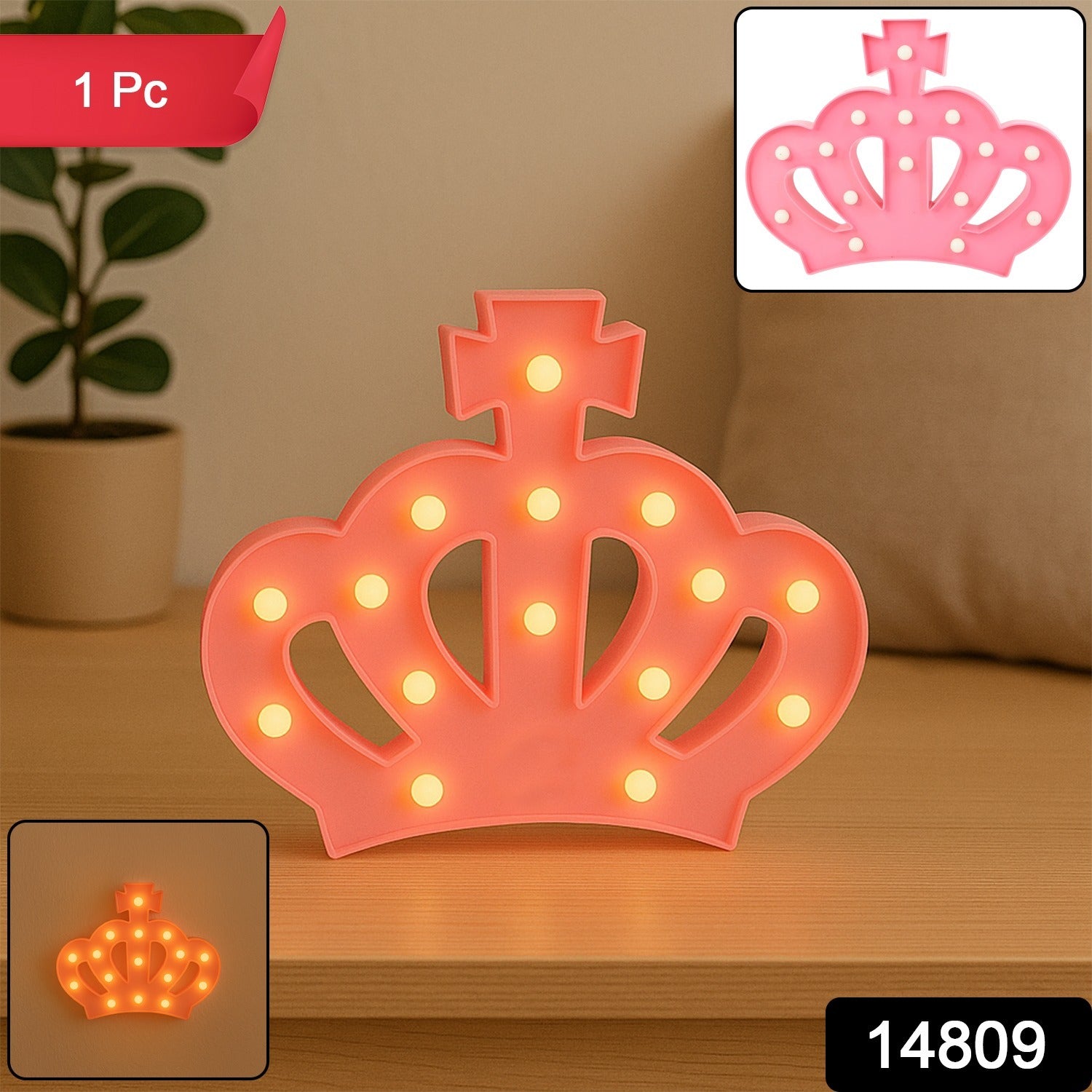 Crown LED Night Light – Battery Operated Decorative Lamp Secondary image