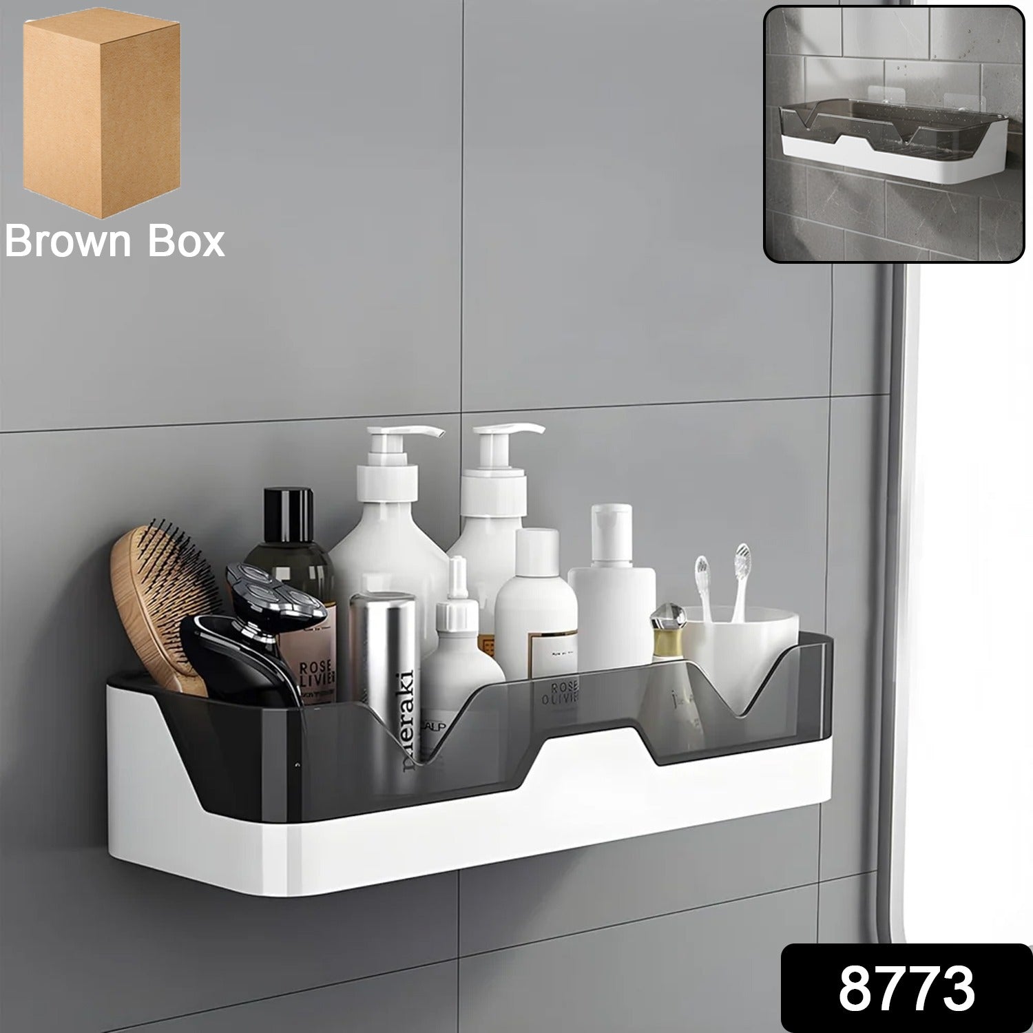 Adhesive Plastic Storage Shelf – Wall Mounted Space Saver Secondary image