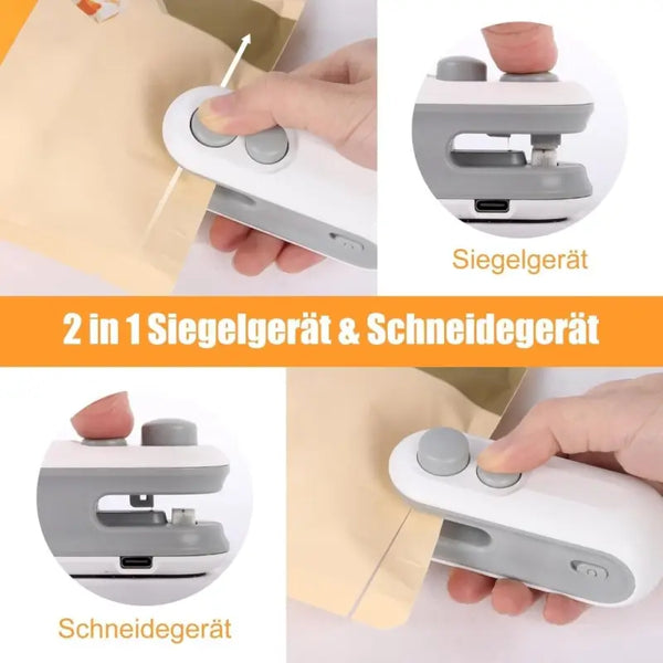 2 in 1 USB Portable Sealing Machine – Mini Heat Sealer & Cutter for Food Storage Bags