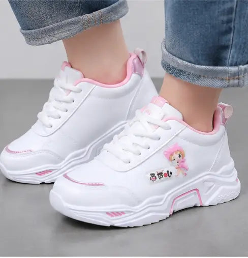Stylish Printed Casual Shoes for Girls – Lace-Up Synthetic Shoes with Comfortable Rubber Sole