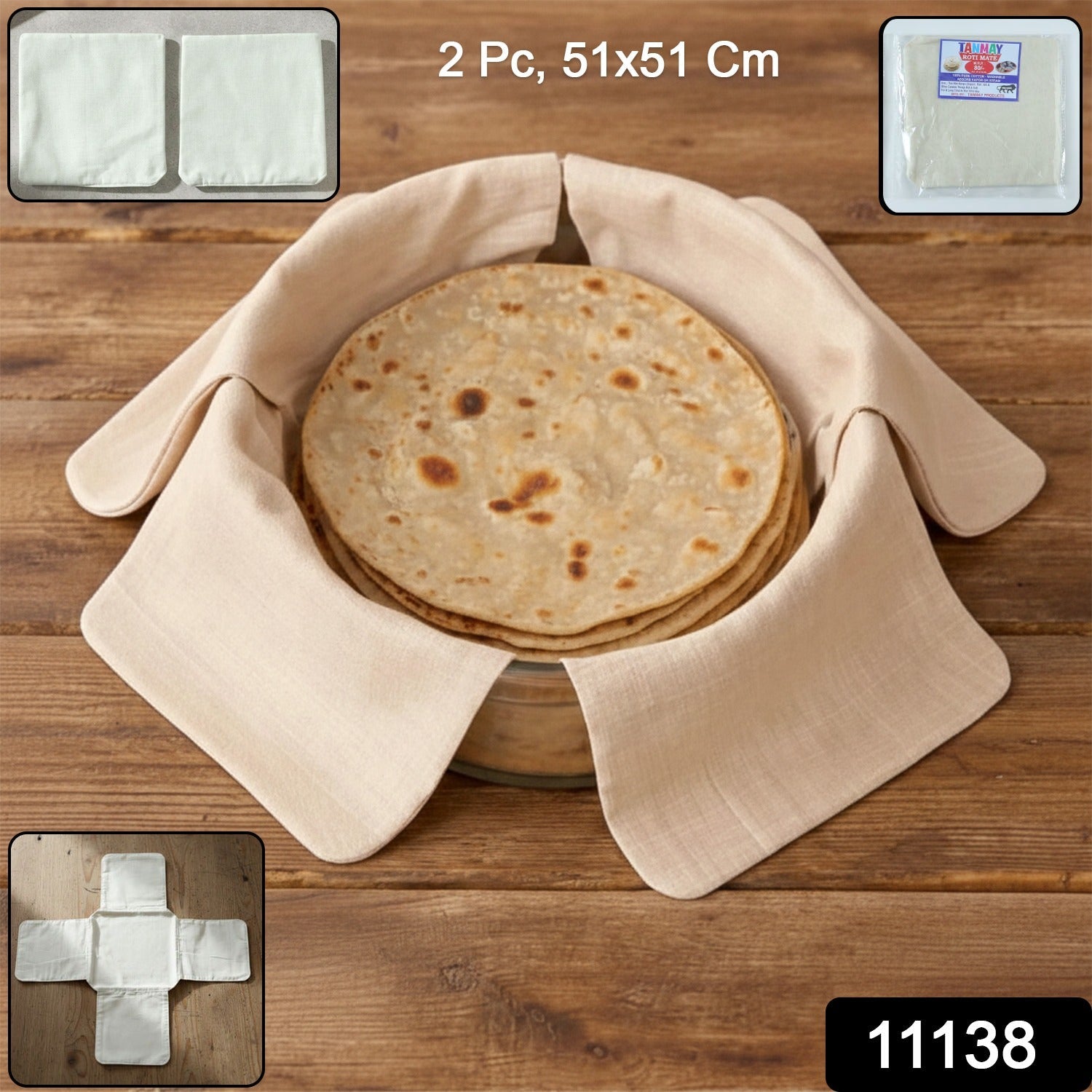 Cotton Roti Cloth Cover – Keep Rotis Warm & Soft Pack of 2 Secondary image