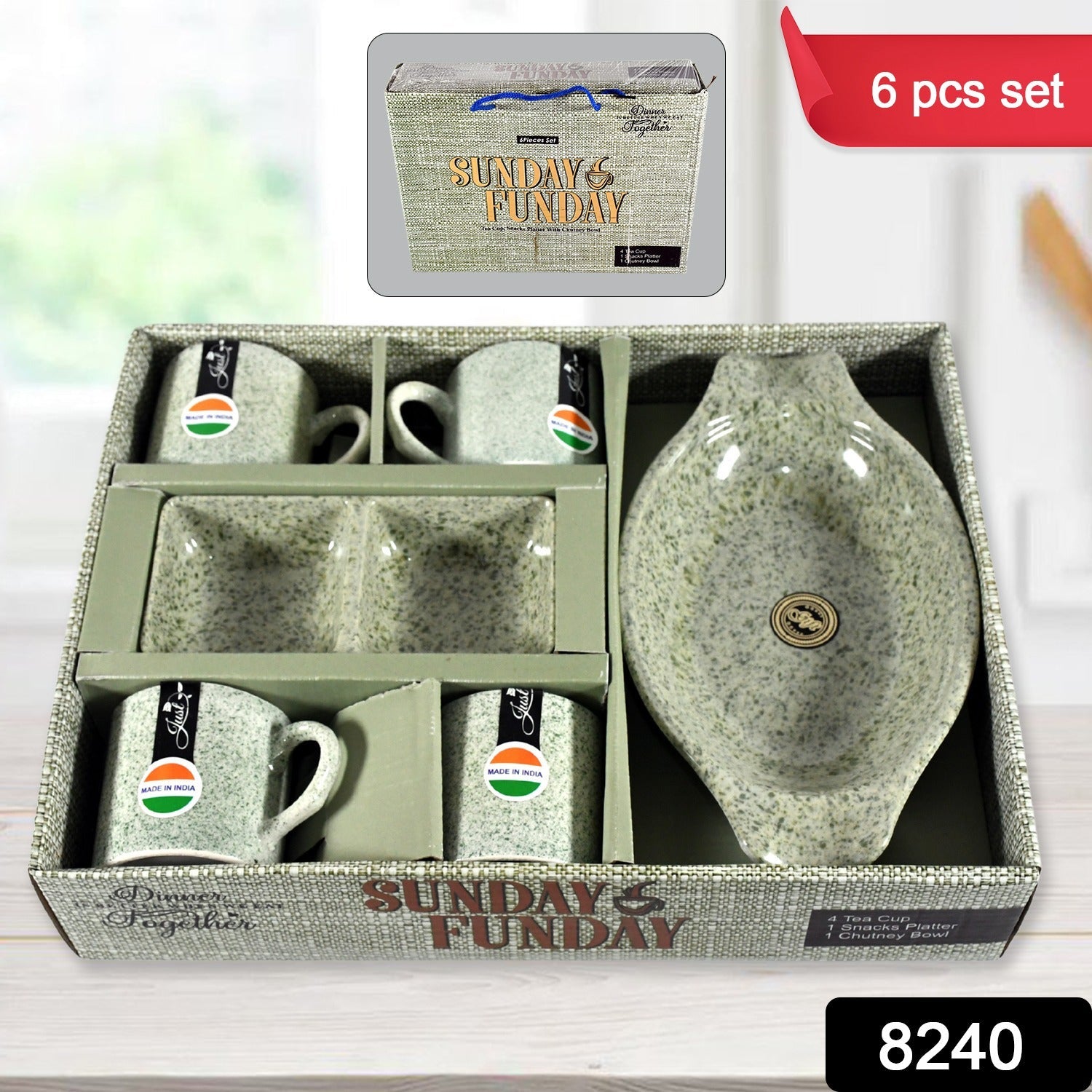 Ceramic Snack & Tea Set – 6-Piece Serving | Serve Stellar Secondary image