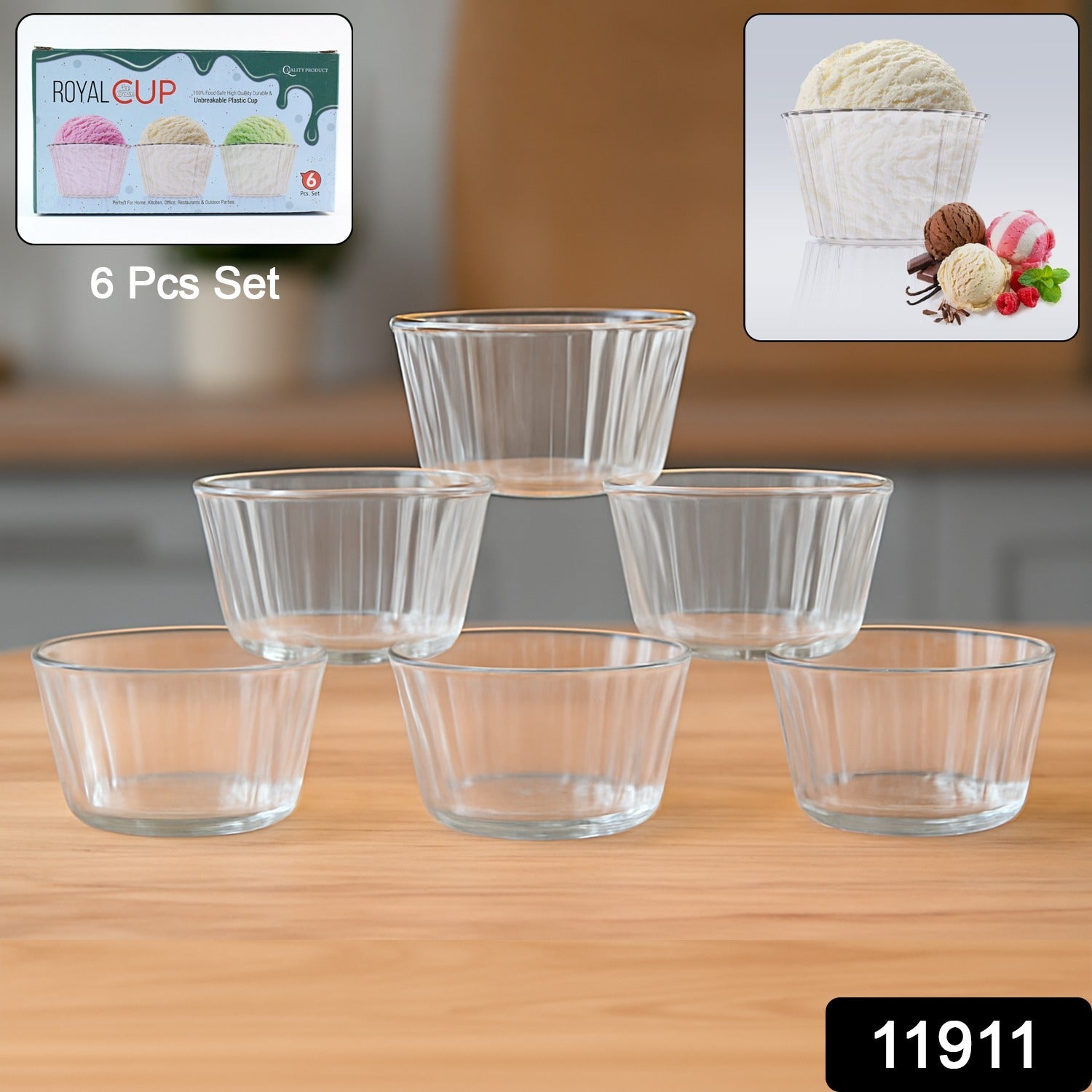 Plastic Dessert Bowl Set – 6 Transparent Reusable Bowls Secondary image