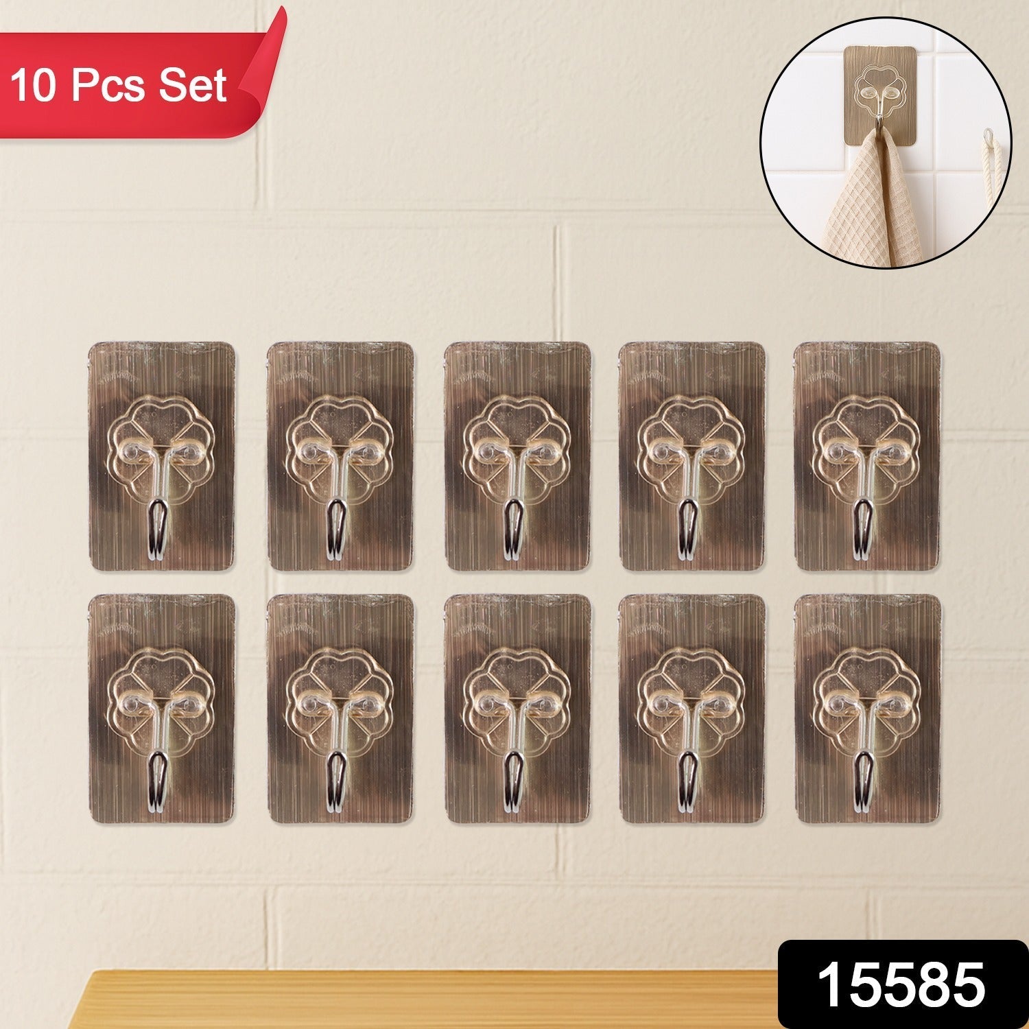 Adhesive Wall Hook – Waterproof Transparent 10-Piece Set Secondary image