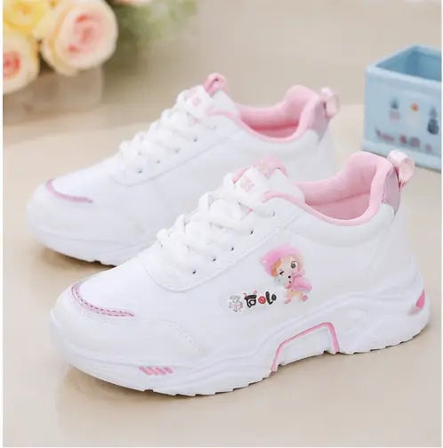 Stylish Printed Casual Shoes for Girls – Lace-Up Synthetic Shoes with Comfortable Rubber Sole