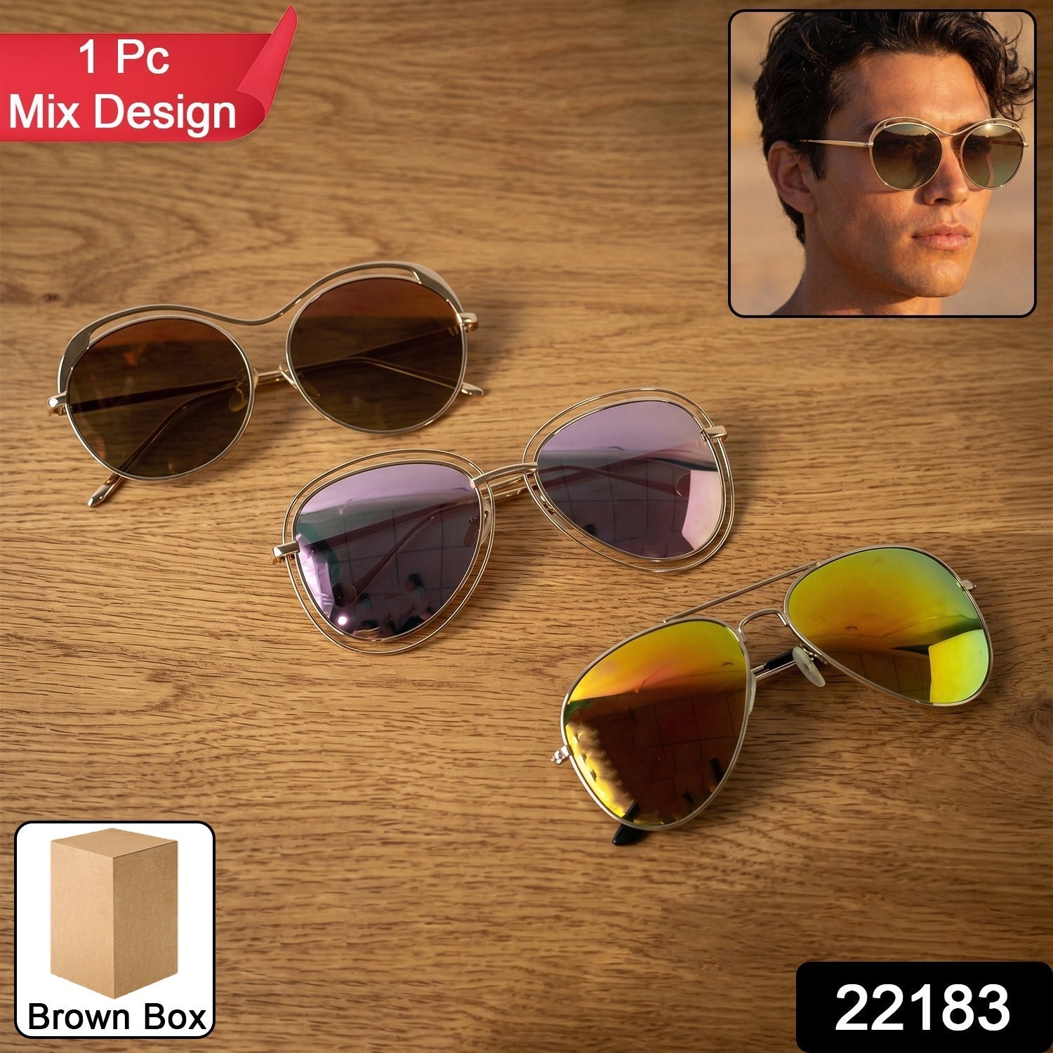 Fashion Sunglasses – Trendy Metal Frame with Mirrored Lenses Secondary image