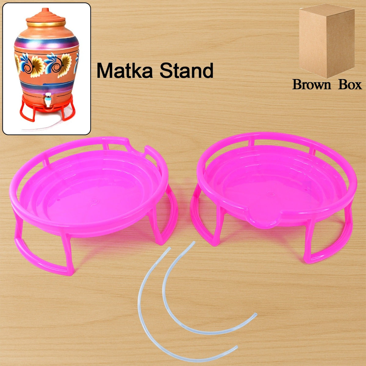 Durable plastic water pot stand securely holding large earthen pot Main image