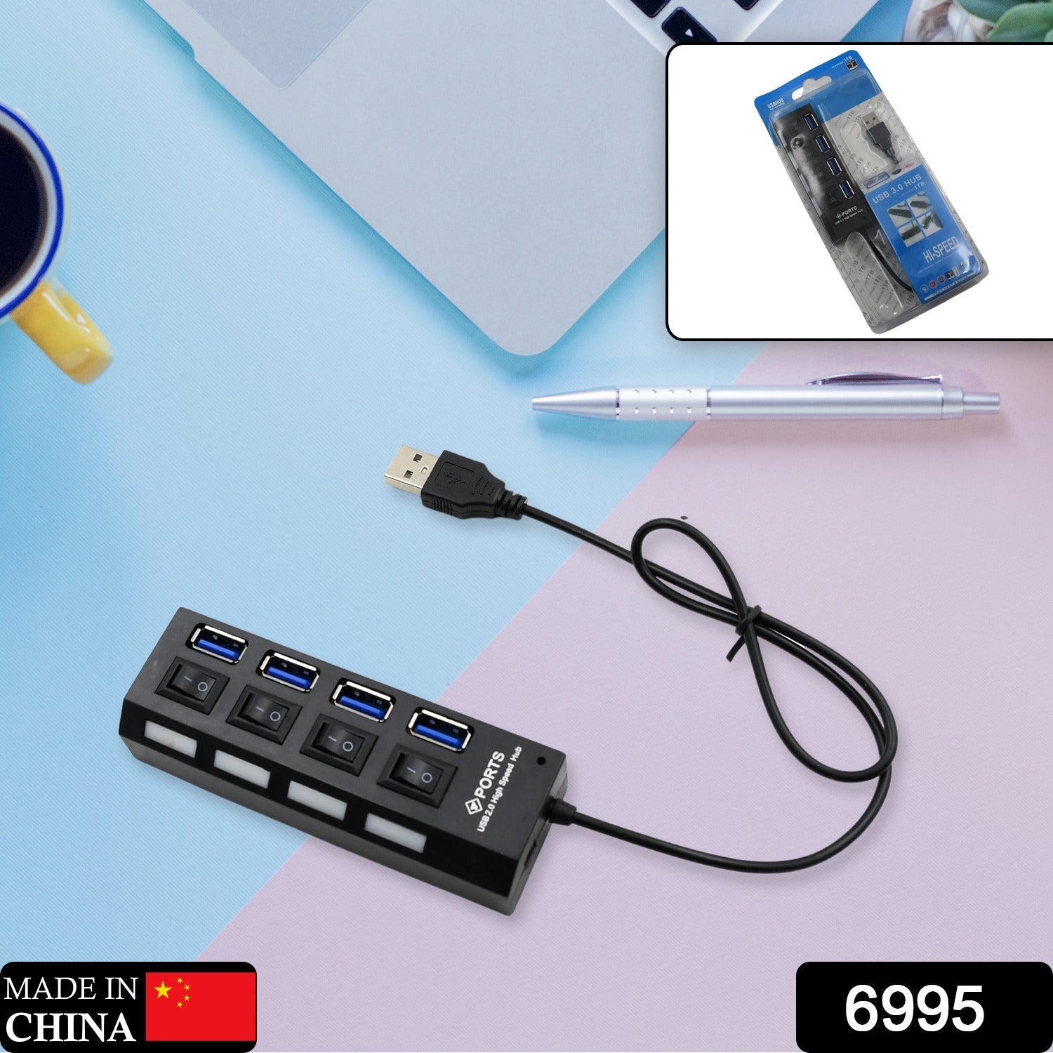 4 Port USB Hub – High-Speed 2.0 Splitter with Switches | Compshop Secondary image
