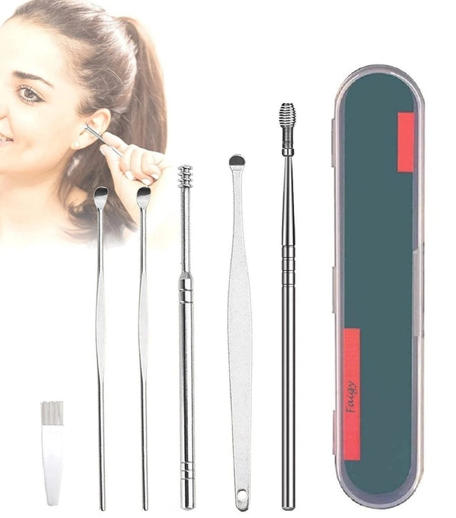 6 Pcs Earwax Removal Kit Stainless Steel Ear Cleaning Tool Set, Reusable Ear Pick Main image