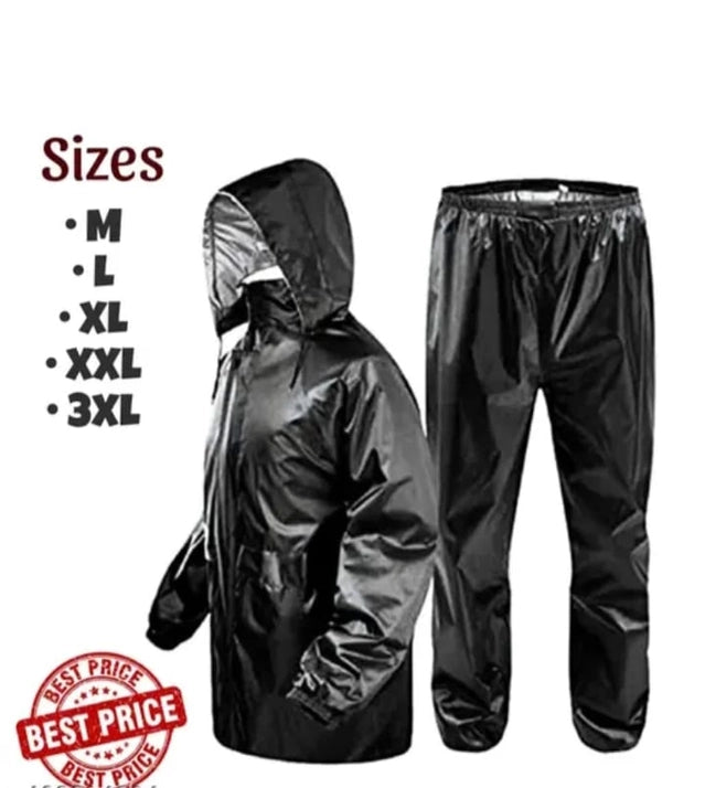 Polyester Full Sleeves Rainsuit Set for Men (Black, M) Main image