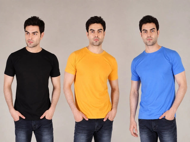 Men's Solid Round Neck Polycotto Multicolor T-Shirt (Pack of 3). Main image