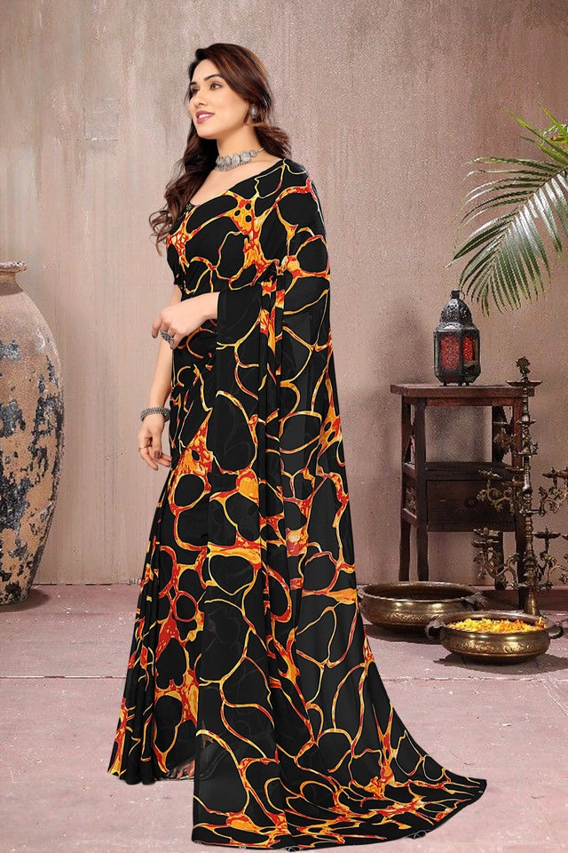 Tie and Dye Poly Georgette Leheriya Saree Secondary image
