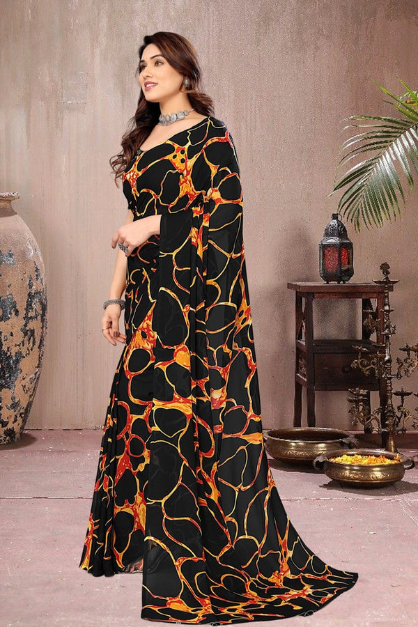 Tie and Dye Poly Georgette Leheriya Saree
