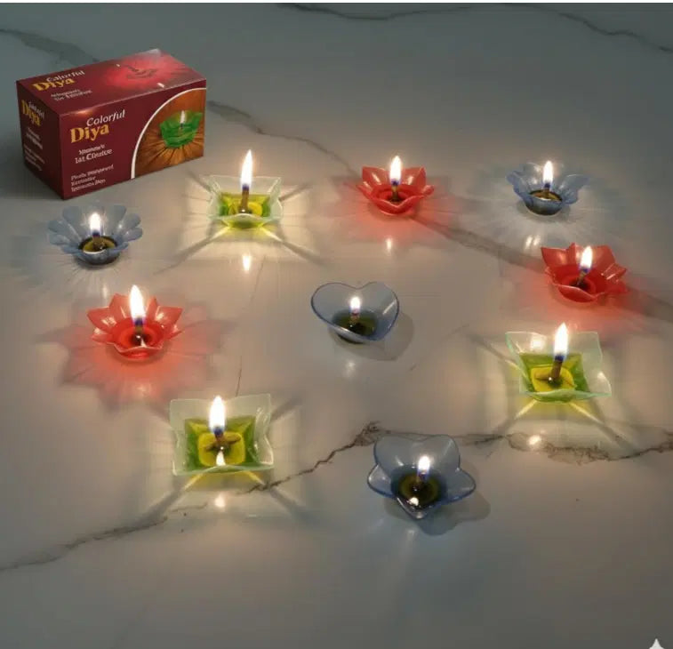 3D Colorful Reflection Diyas (Pack of 10) Main image