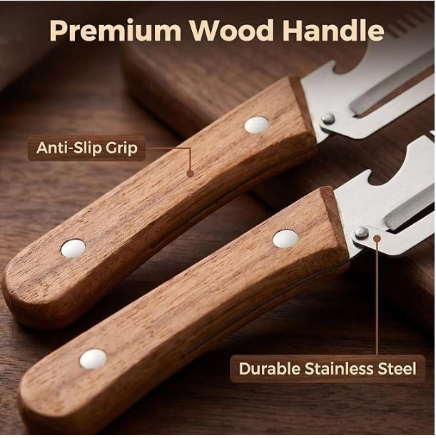 3-in-1 Multifunctional Vegetable Peeler with wooden grip (Pack of 1) Secondary image