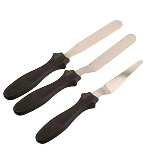 Multi Function Stainless Steel Spatula Palette Knife for Cake Icing, Mixing, Baking Knife -3-Pieces Set - Random Color Main image