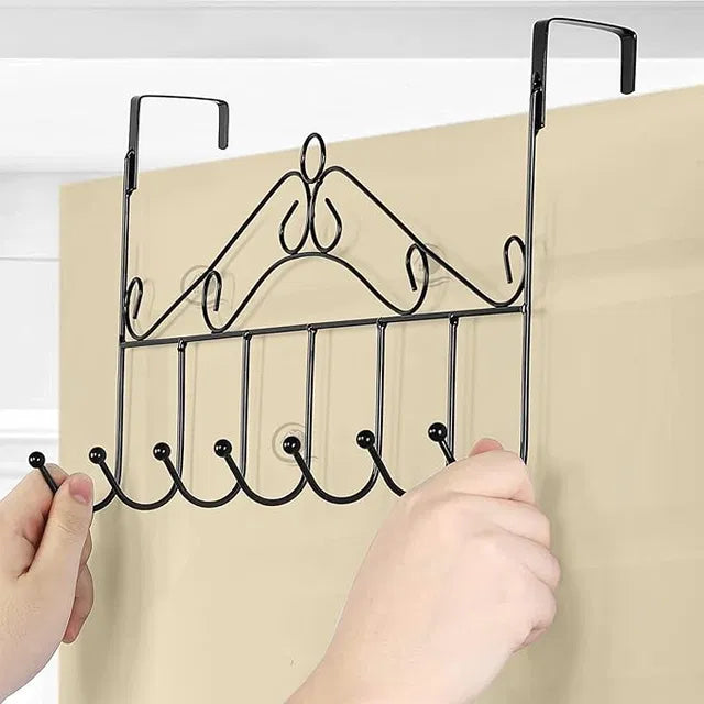 Door Hanger with 7 Hooks Over The Door Hooks,Overdoor Towel Rack,Metal Heavy-Duty Door Hanger Hook Storage Organizer for Hanging Secondary image