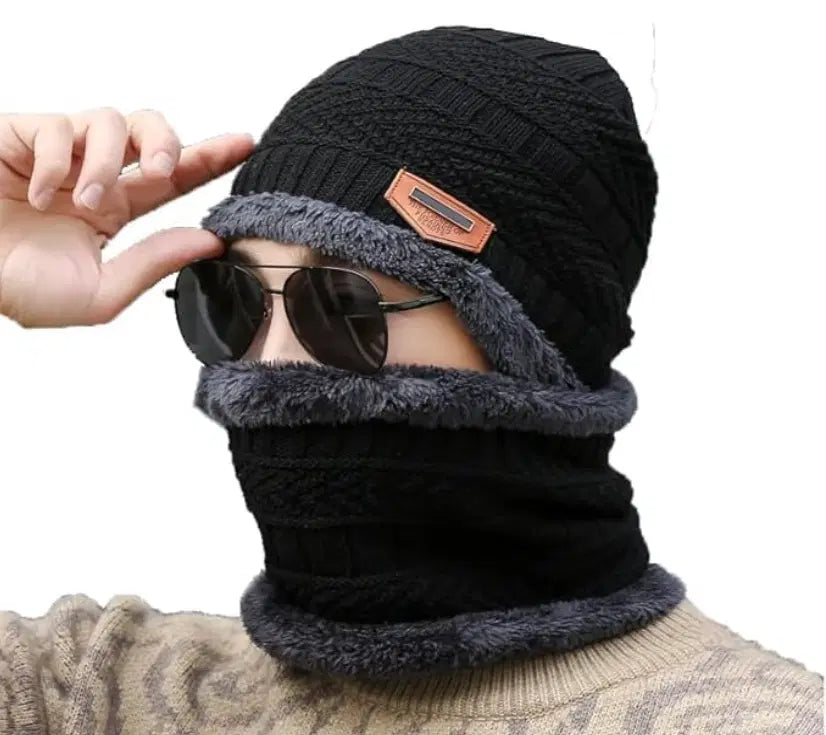 Unisex Winter Woolen Beanie Cap and Neck Warmer (Pack of 1) Main image