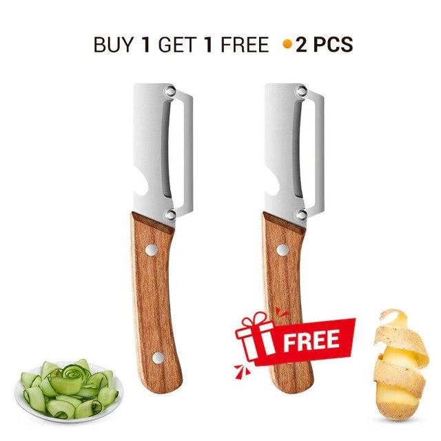 Zero Snag Wooden Peeler for Kitchen Tool,Premium 2-in-1 Multifunctional Fruit & Vegetable Peeler -  Pack of 2 Main image