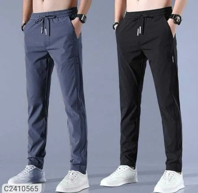 DM Buy1 Get 1 FreeðŸ’¥ðŸ¤©PREMIUM MEN'S HIGH STRETCH SKINNY LYCRA PANTS(Black & Gray) Main image