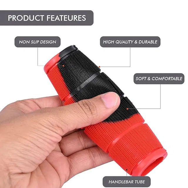 Grip Cover with Cuts Dual Color Tight Fit Soft Handlebar Shock Absorption Universal Fit Secondary image