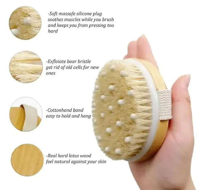 Wood Bath Brush for Men and Women Loofah Bath Sponge with Handle Soft Nylon Mesh Back Cleaner Secondary image