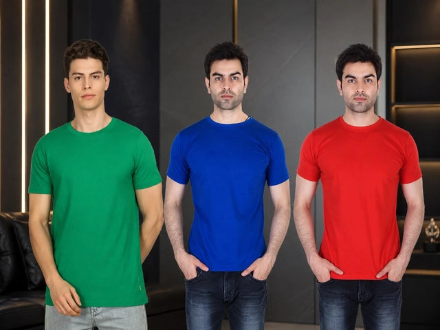 Men's Solid Round Neck Polycotto Multicolor T-Shirt (Pack of 3) Main image